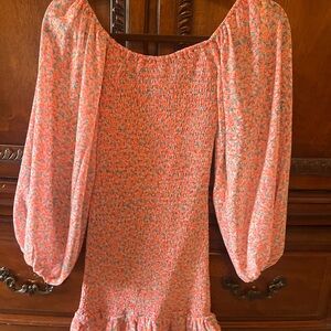 Floral Smocked Dress with Puff Sleeves
